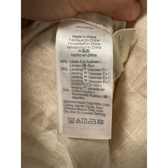 Madewell Button-Front Tiered Maxi Dress Neutral Gingham Linen Blend Oversized S - Picture 7 of 7